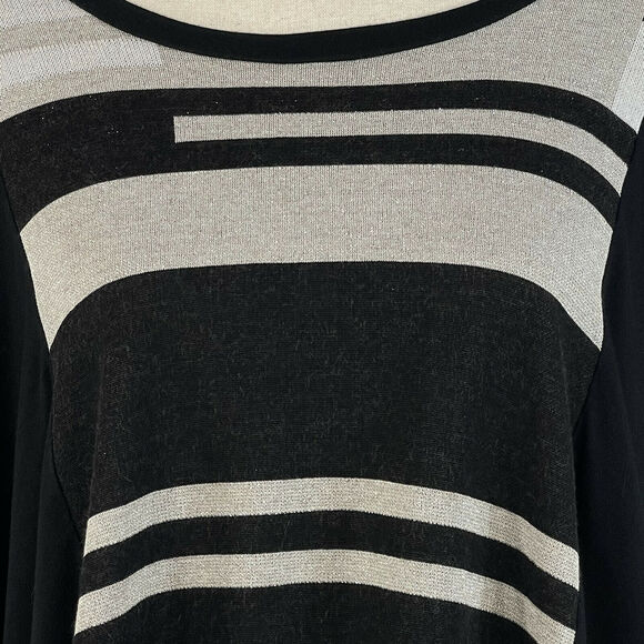 Michael Lauren XS/Small Batwing Sweater Stretch Long Sleeve Scoop Neck Geometric - Picture 2 of 9